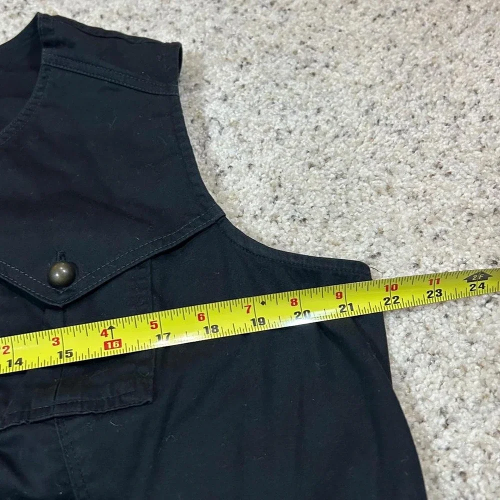 CATO Black Button Up Military Vest Belted Womens 14/16W Alt Grunge